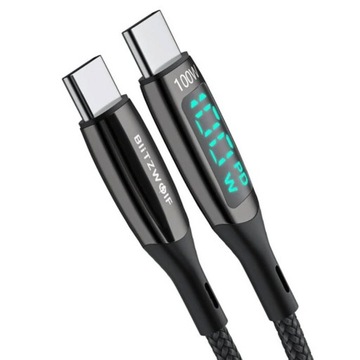 BLITZWOLF KABEL USB PRZEWÓD USB-C NA USB-C PD QC 3.0 100W DO TELEFONU 0.9M