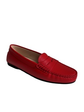 TOD'S mokasyny czerwone skórzane r. 38,5