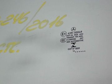 MERCEDES B W246 246 FACELIFT SKLO (OKNO) LEVÝ PŘEDNÍ 2016