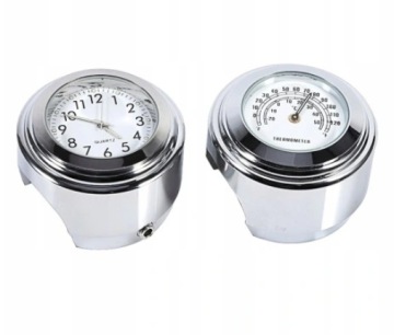 CHROME WATCH + ТЕРМОМЕТР для руля 22-25 мм MOTORCYCLE QUAD BIKE