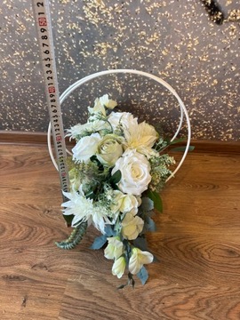 Украшение могилы МЕТАЛЛИЧЕСКАЯ КОРЗИНА белый набор искусственных цветов кладбищенский