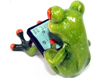 Ozdobna Figurka 7,5 x 12 x 5 cm - Żaba z tabletem / laptopem