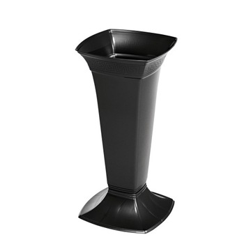 WAZON FLAKON NA CMENTARZ 39cm KWIATY ŻYWE SZTUCZNE GRÓB PLASTIKOWY CZARNY