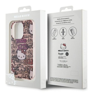 Чехол Hello Kitty IML Tags Graffiti для iPhone 14 Pro Max — розовый
