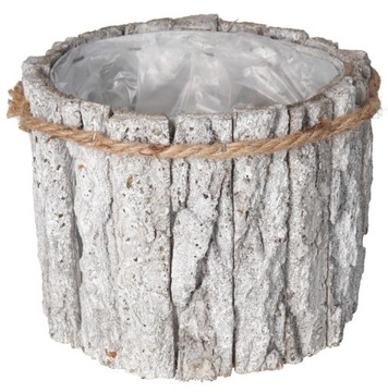 DONICZKA OSŁONKA DREWNIANA KORA SZARA DONICZKI