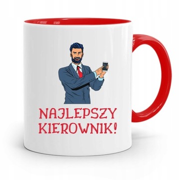 KUBEK CZERWONY PREZENT DLA NAJLEPSZEGO KIEROWNIKA z Nadrukiem ze Zdjęciem