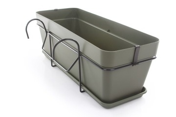 серый длинный цветочный горшок CAPRI B.BOX 50, подвесной на рейлинг, серые цветочные горшки