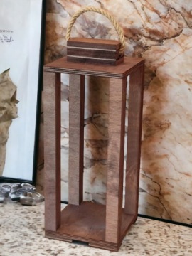 LAMPION LATARNIA DREWNO 45cm OZODBA STROIK ZNICZ