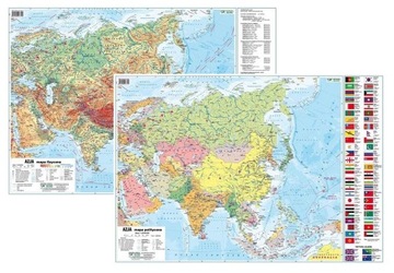 AZJA 2024 MAPA PLANSZOWA PODRĘCZNA PAPIEROWA POLITYCZNA / FIZYCZNA