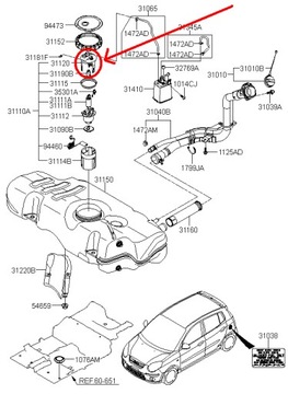 КРЫШКА ТОПЛИВНОГО НАСОСА KIA PICANTO 2004-2017