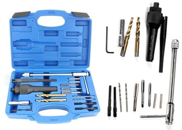 ZESTAW PRZYRZĄD NAPRAWY USUWANIA ŚWIEC ŻAROWYCH REGENERACJI M8 M10 WIERTŁA