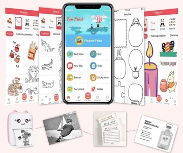 МИНИ-ТЕРМОПРИНТЕР DRUKUŚ ДЛЯ ФОТО НА ДОКУМЕНТЫ И НАКЛЕЙКИ KOT K + 4 РОЛИКА