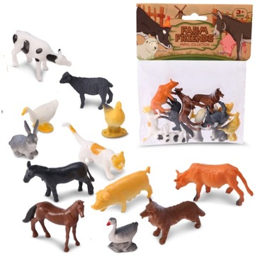 ZWIERZĘTA FARMA GOSPODARSTWO GUMOWE FIGURKI 12 EL