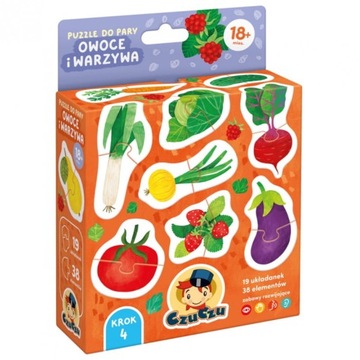 CZUCZU Puzzle do pary dwuelementowe OWOCE I WARZYWA 18m+