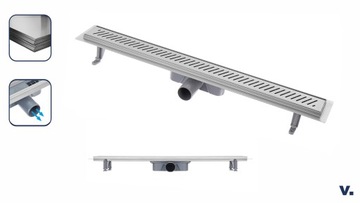 Линейный слив VOGI RIGO, решетка STRIPES - 80 см