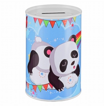 METALOWA PUSZKA SKARBONKA MISIE PANDA 10x15CM