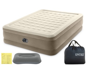 Materac Dmuchany Dwuosobowy Łóżko Pompka 230V Intex + Poduszka MODEL 2024