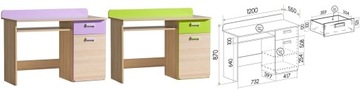 Детский письменный стол 3 цвета LORENTO L10