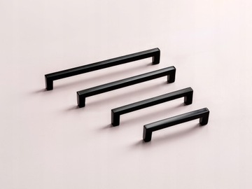 МЕБЕЛЬНАЯ РУЧКА КВАДРАТНАЯ, ЧЕРНАЯ МАТОВАЯ, 128мм