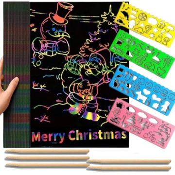 KOLOROWANKA ZDRAPYWANKA TĘCZOWA WYDRAPYWANKA ZDRAPYWANKI 50kartek+ SZABLONY