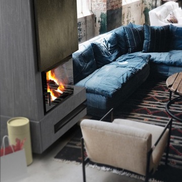 КАМИННАЯ РЕШЕТКА УГЛОВАЯ ЛЮФТ 400х600х60 ЧЕРНАЯ