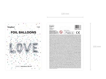 ШАРЫ ЛЮБОВЬ НА ДЕНЬ СВЯТОГО ВАЛЕНТИНА, серебро, 140 см, декор