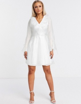 ForeverU biała sukienka mini na ślub defekt 40