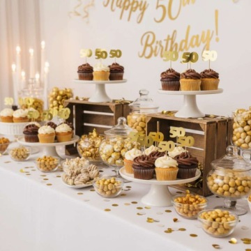 Булавки PICKERS DECORATION для 50TH BIRTHDAYS золотые хромированные MUFFINS для кексов