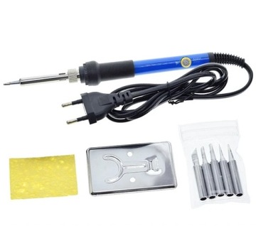 Паяльник 220В 60Вт регулировка температуры + насадки + очиститель