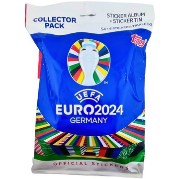 Album na naklejki + Puszka EURO 2024 Zestaw Startowy 10 Saszetek Topps UEFA