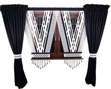 Komplet Panel V-Ka krótka zasłony błyszczące lurex