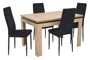 Stół 80x120/160 rozkładany sonoma 4 krzesła welur