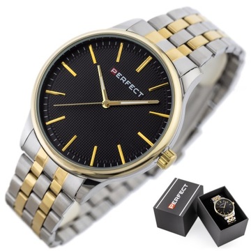 ZEGAREK MĘSKI PERFECT M110-6 srebrny bransoleta DUŻA TARCZA + BOX