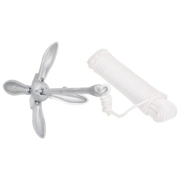 Якорь складной с веревкой, серебро, 1,5 кг, ковкий чугун