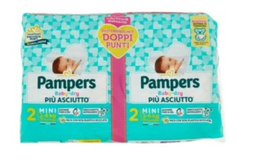 Pampers Baby Dry Міні Підгузки Розмір 2, 3-6 кг, 62 шт.