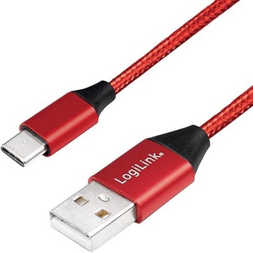 Kabel USB C - USB A w oplocie QC 3A krótki 30 cm
