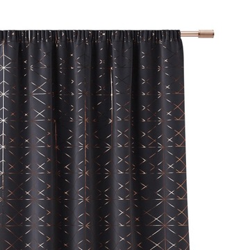 ZASŁONA NA TAŚMIE ŻABKI GLAMMY 140x250 CIEMNOSZARA