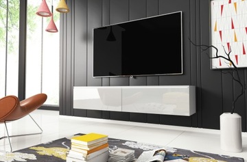 Szafka RTV Lowboard D 140cm BIAŁY / BIAŁY POŁYSK