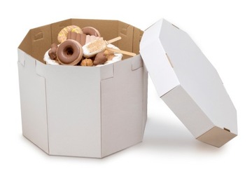 Karton pudełko na tort ciasto fasonowe białe 32 cm średnica opakowanie