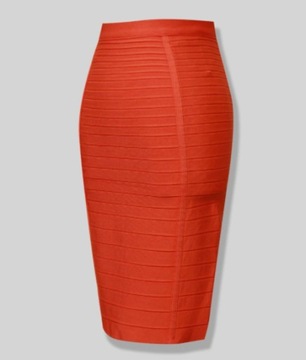 SPÓDNICA MIDI BANDAŻOWA PROSTA OBCISŁA DOPASOWANA