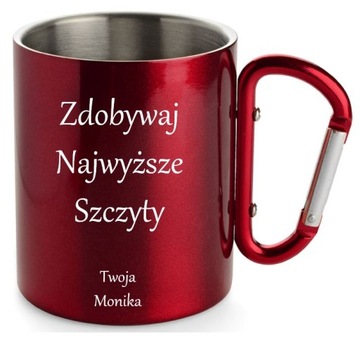 Kubek turystyczny z GRAWEREM prezent w góry uchwyt