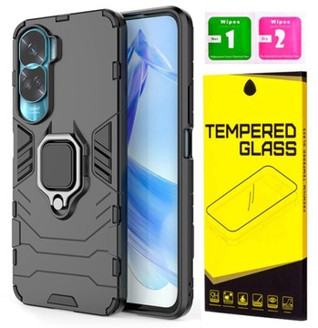 Etui Pancerne Armor Ring Case Plecki Obudowa Jakość + Szkło do Honor 90 5G