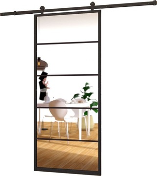 Drzwi Szklane Przesuwne System Loft 65 cm Lustro 5