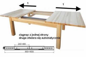 Prowadnica stołu synchroniczna-linka, 90 cm na wkładkę o długości max 72 cm
