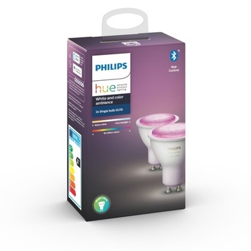 Лампы GU10 PHILIPS HUE Белая и цветная умная лампочка 5,7 Вт x 2 шт.