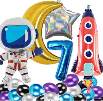BALONY urodziny 7 LAT KOSMOS RAKIETA ASTRONAUTA