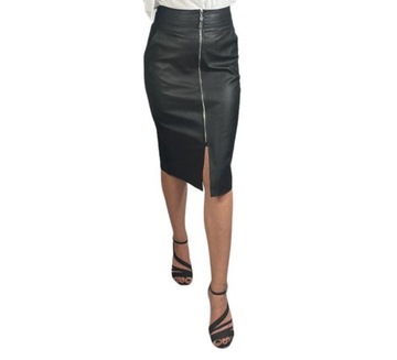 D453 ЮБКА ИЗ ЭКО КОЖИ НА МОЛНИИ, ЧЕРНАЯ, размер 44