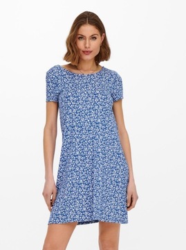 Only niebieska letnia sukienka mini kwiaty M