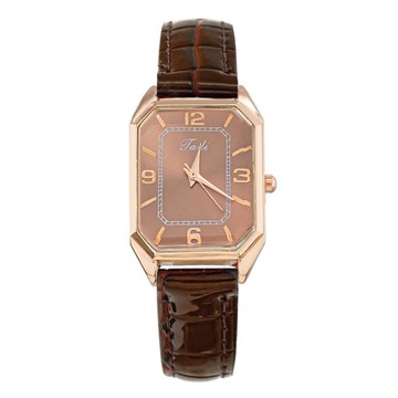 Women Watch Rectangle Dial Faux Leather Strap Quartz