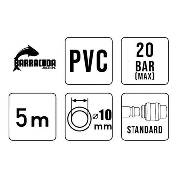 Пневмошланг 5 метров, евроконнектор, воздушный компрессор, сечение 10х17мм.